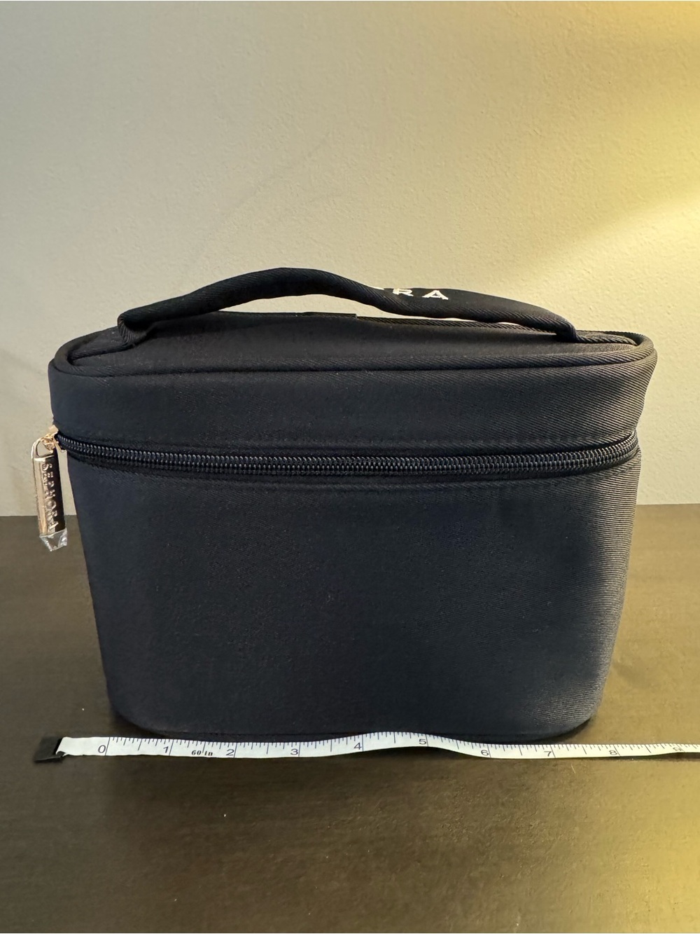 Sephora Black Slim Train Case Makeup Bag 8” x 2.5” x 6” NEW